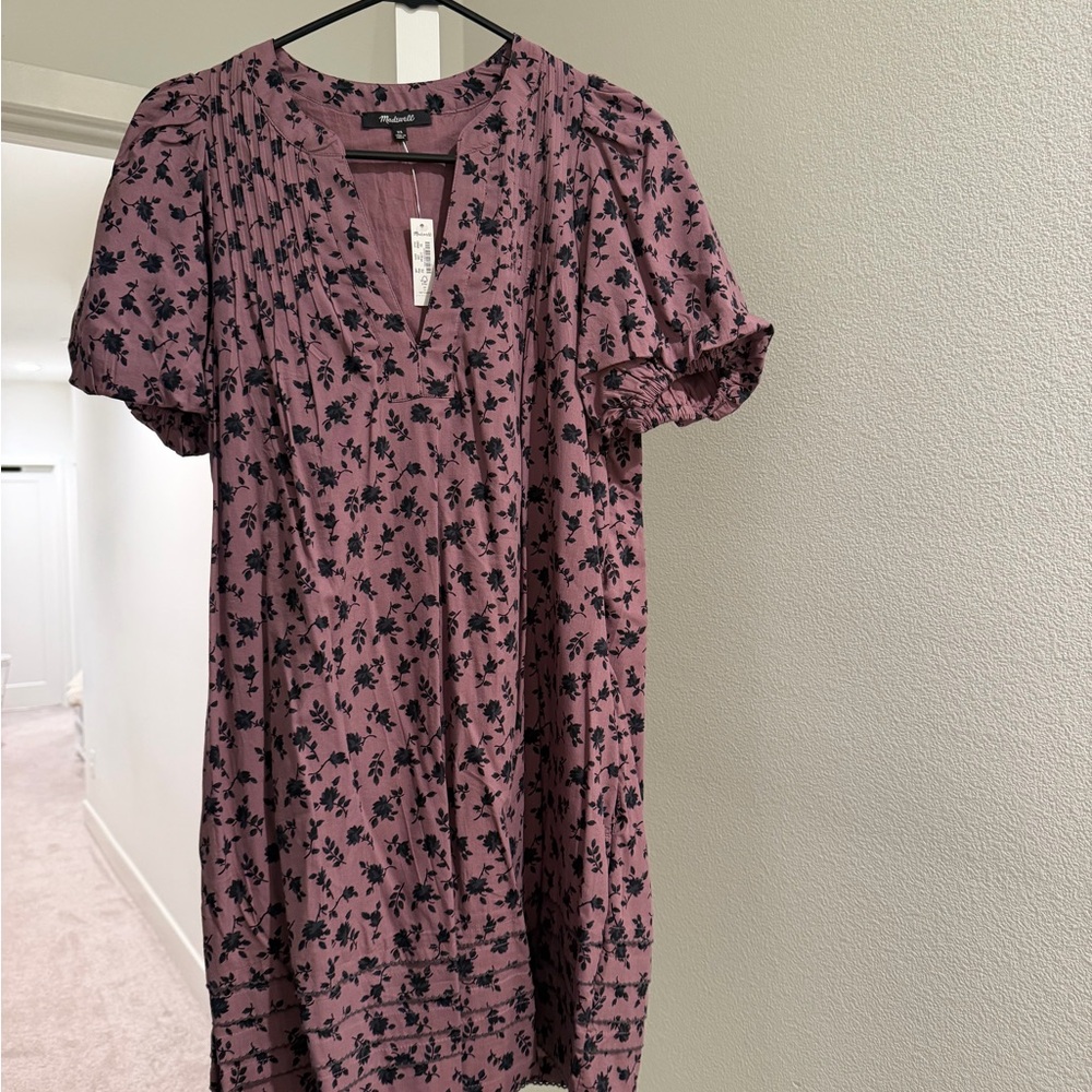 Madewell Pink and Black Floral Mini Dress
